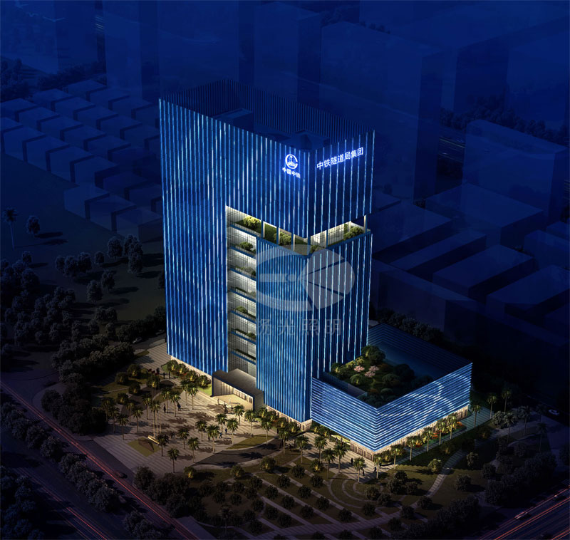 寫字樓外墻照明設(shè)計鳥瞰圖